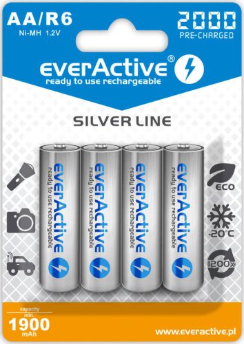 everActive R6/AA 2000mAh 1,2 V Ni-Mh tölthető akkumulátor, 4 db