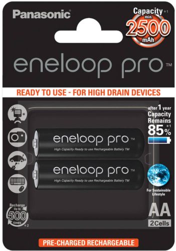 Panasonic Eneloop Pro BK-3HCDE-4BE 2500mAh AA 1, 2V akkumulátor 2 db