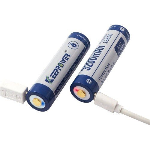 Keeppower 3200 mAh védett tölthető li-ion akkumulátor micro USB-bemenettel, 2 db