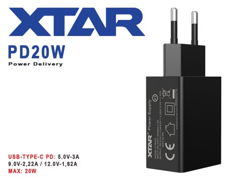 XTAR PD20W Fali töltő adapter 3A töltőárammal, 20W teljesítménnyel