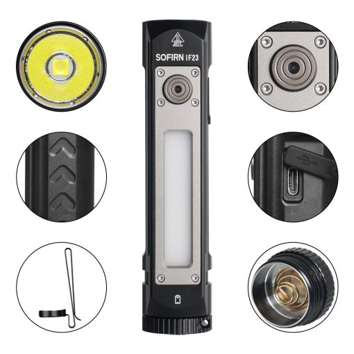 Sofirn IF23 Flashlights High Lumens, Rechargeable Flash Light 4000lm with  Side RGB Light, Super Bright EDC, Waterproof LED Camping Flashlight with